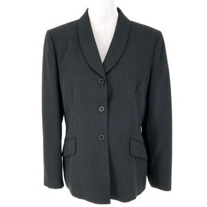 Le Suit Essentials Jacket Petites 12P Black Pinstripe Blazer Lined Shawl Collar